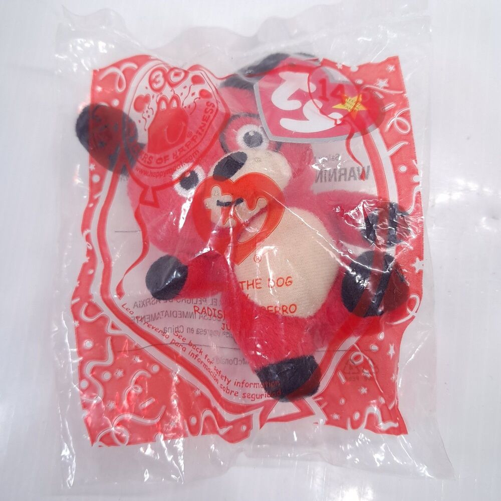 New McDonald's TY Teenie Beanie Red Radish the dog Plush Stuffed Animal Toy 2009